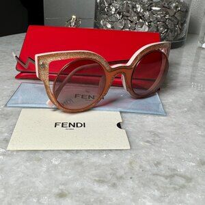 *NEW*NEVER WORN* Fendi FF 0137/S 0NUG Orange/Pink Glitter Cat Eye Sunglasses